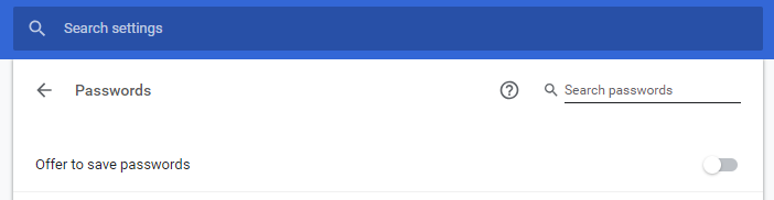 never save password with google chrome settings