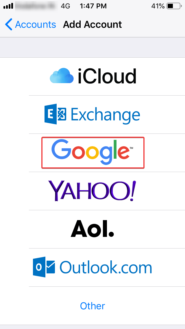Add google Account on iPhone