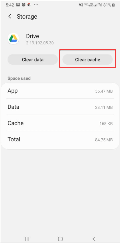 Click on clean cache