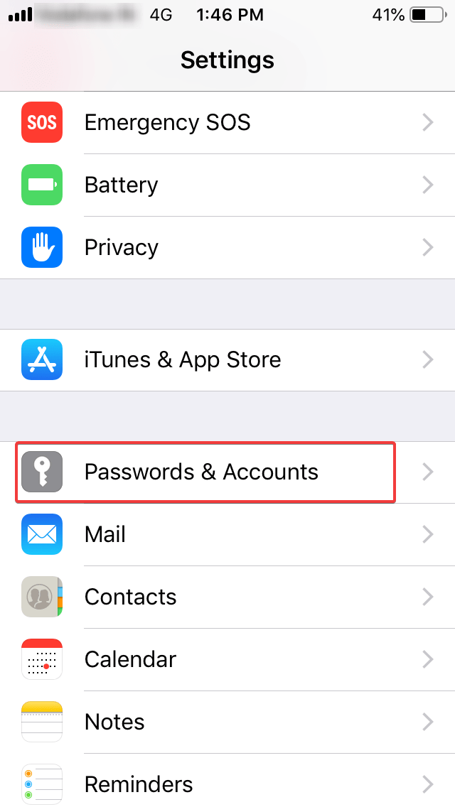 Password and Accounts