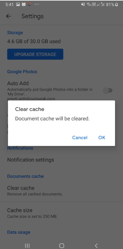 clear cache and restart your device
