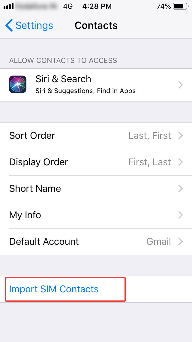 import SIM contacts iPhone