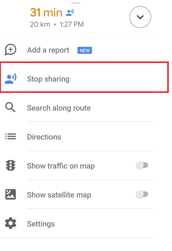stop sharing location on google maps