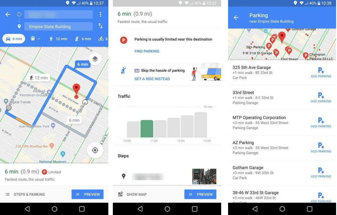 use google maps for parking