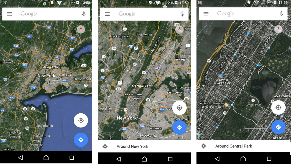 zoom one handed on google maps