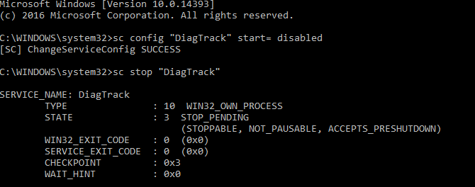 Disable Diagnostic Tracking