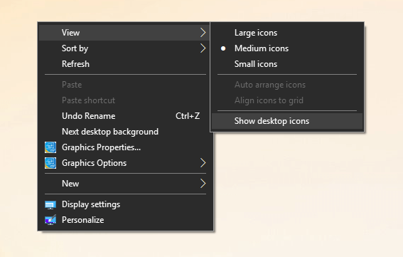 Enable ‘Show Desktop Icons’ Option