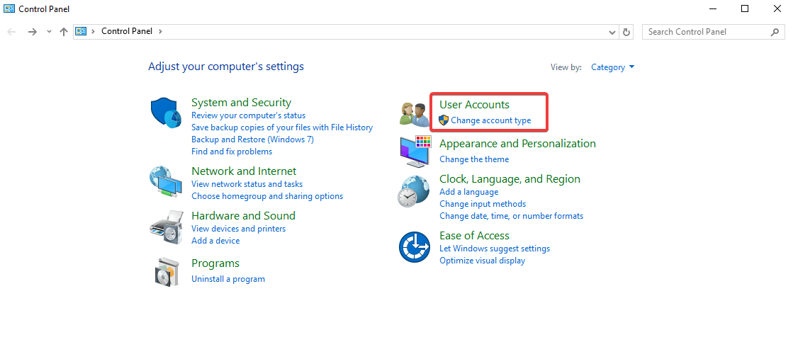 Go to the user account in control panel