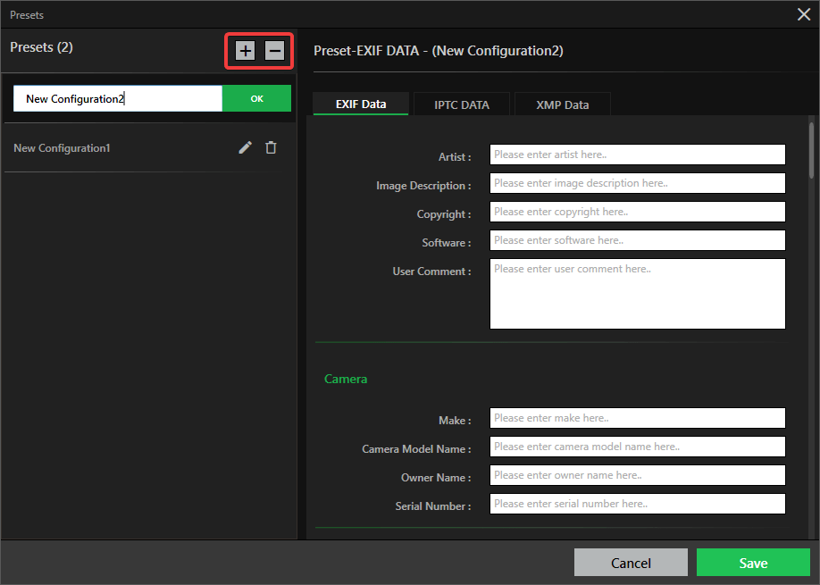 Preset - Exif - Data