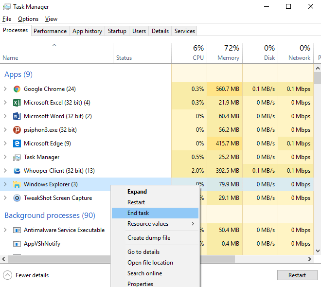 Restart ‘Explorer.exe’ File
