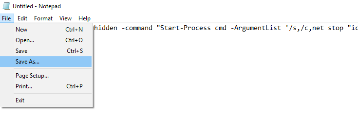 Save Command code on notepad