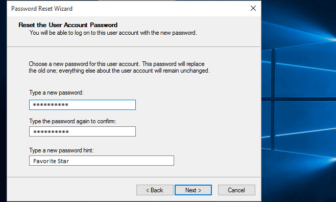 Set a new password for your account