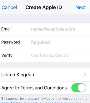 Create Apple ID put Details