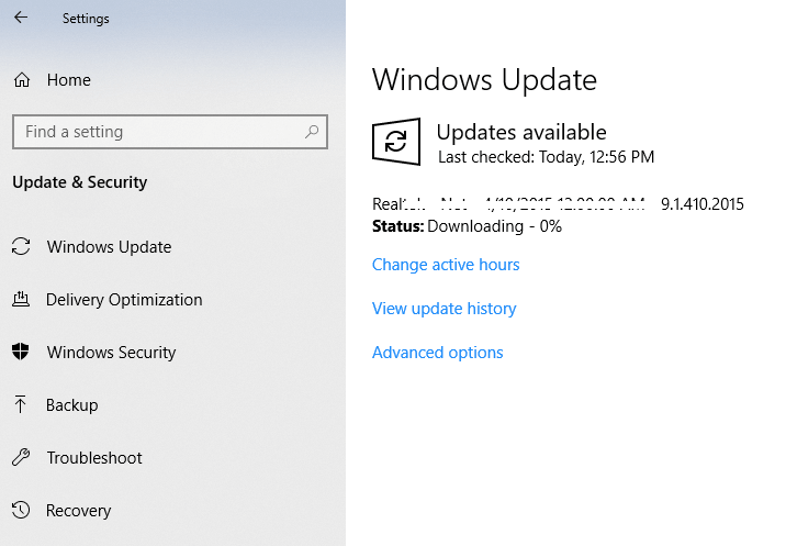 updates are available windows 10