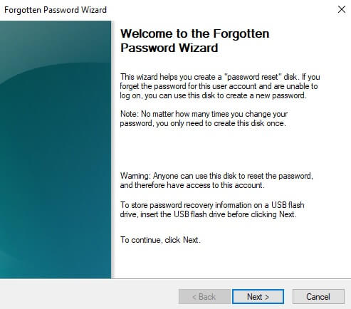 Password Reset Disk_Windows 10