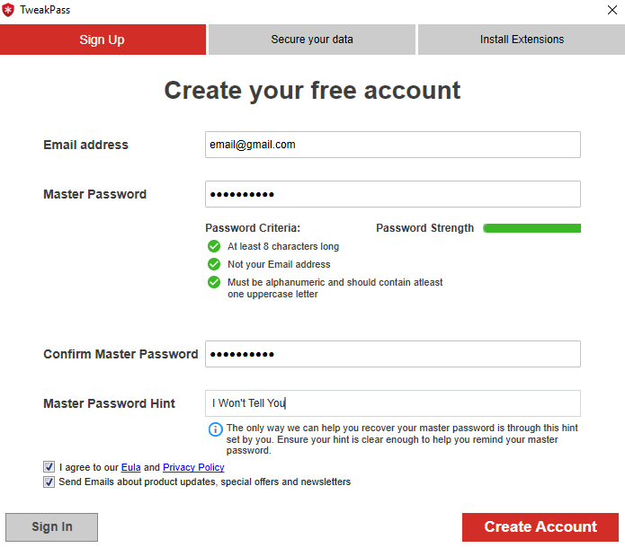TweakPass password manager