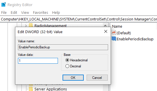 Change the Value name from 0 to 1