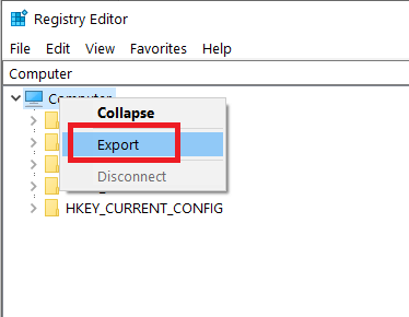 Select the Export Option