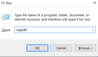 Type regedit on Run Window