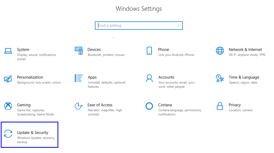 Windows settings