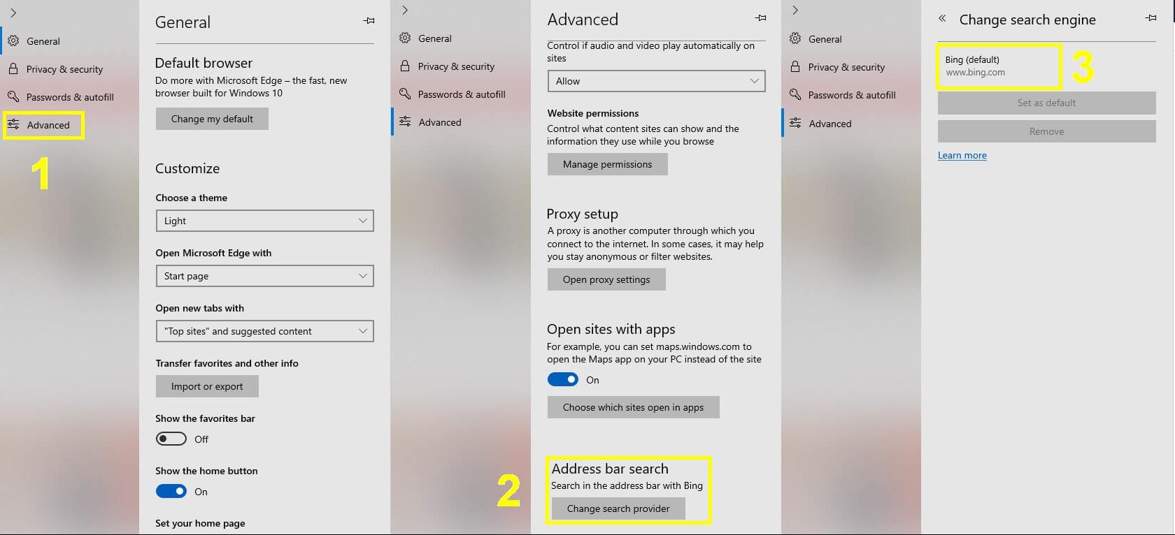 change search engine edge