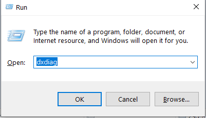 type dxdiag on command windows