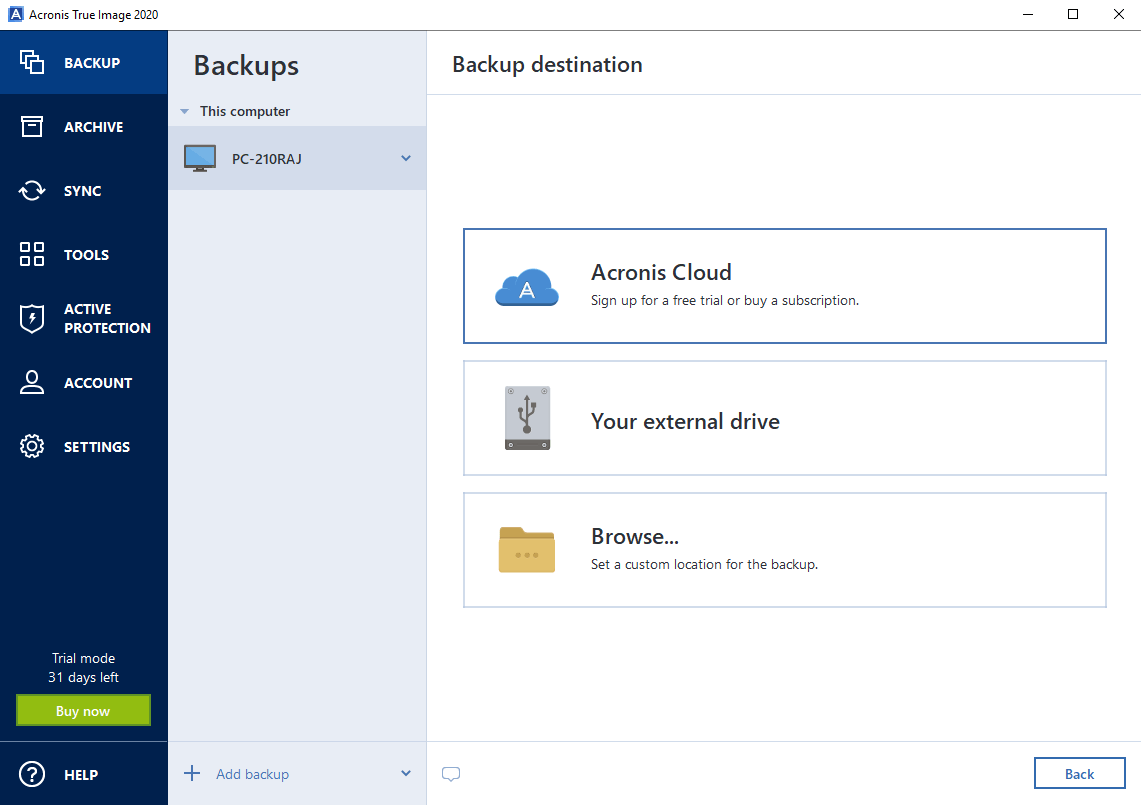 acronis true image windows cloud backup