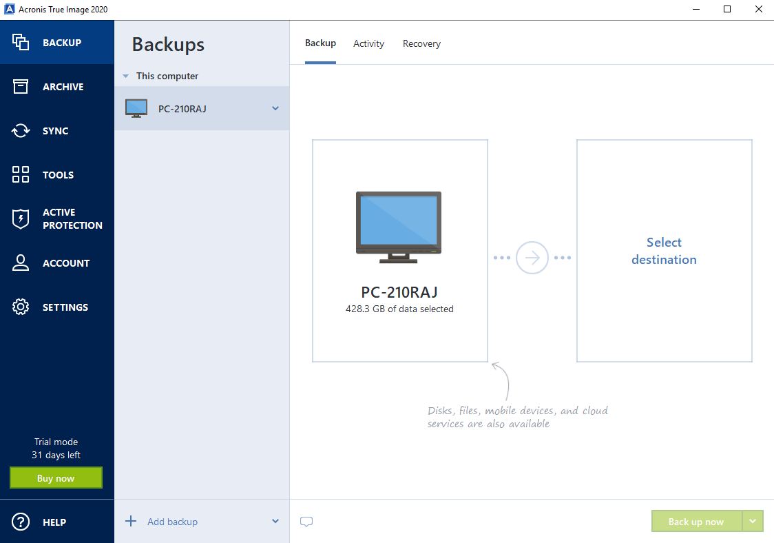 acronis true image real time backup