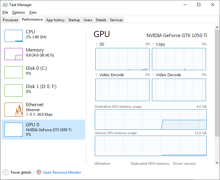 Check Graphics Card through Task manager