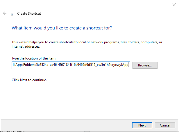 Creating a shortcut