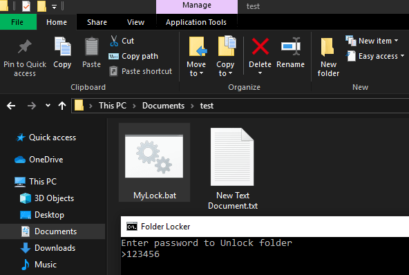 Enter Password to Unlock folder