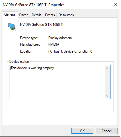 Graphic card working properly