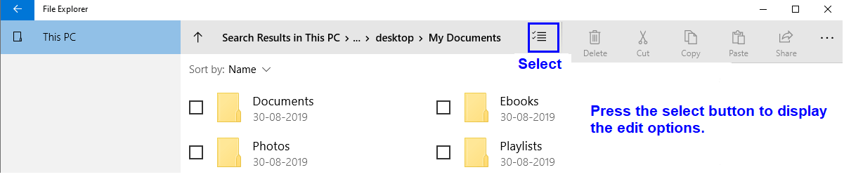 New File Explorer edit options