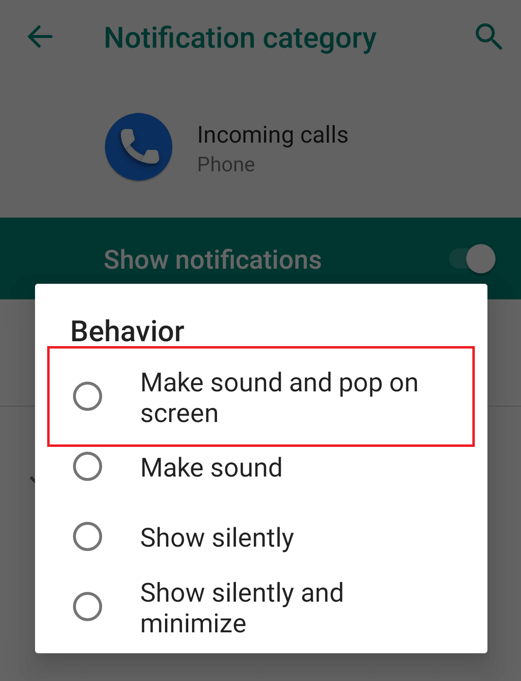 Select Make Sound and pop up on Screen