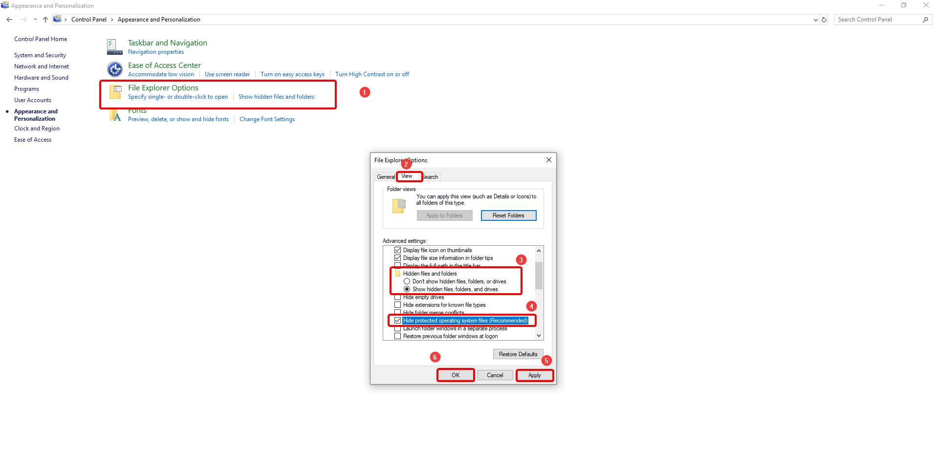 Show Hide folder options_Control Panel_Windows_10
