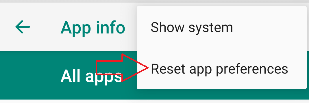 Tap on Reset app preferences