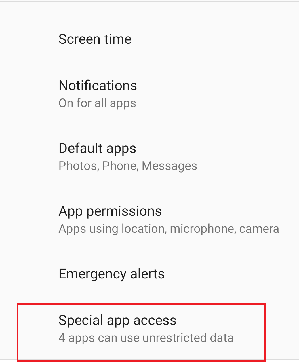 Tap on Special app access