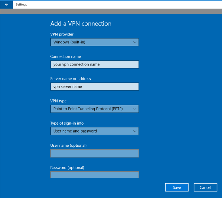 Setup Virtual Private Network In Windows 10