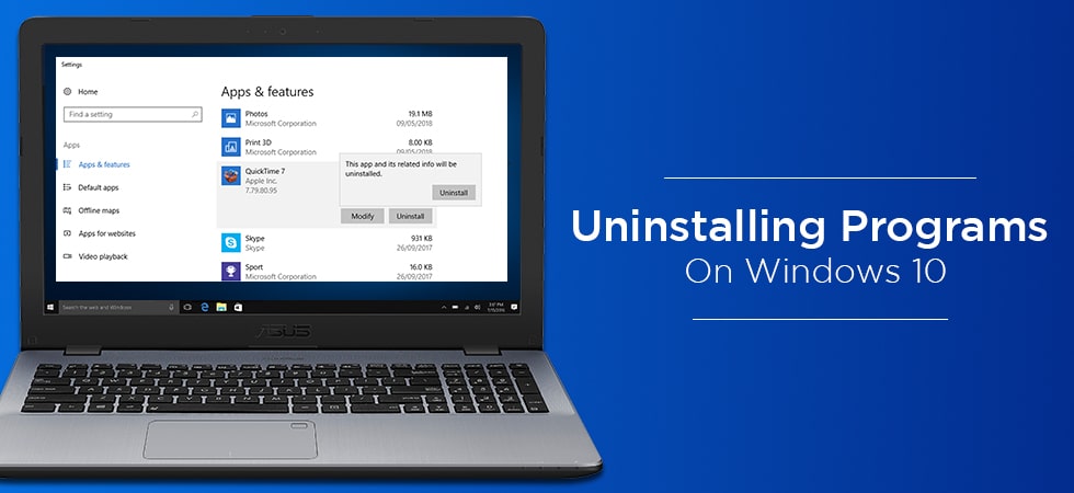 uninstall software windows 10