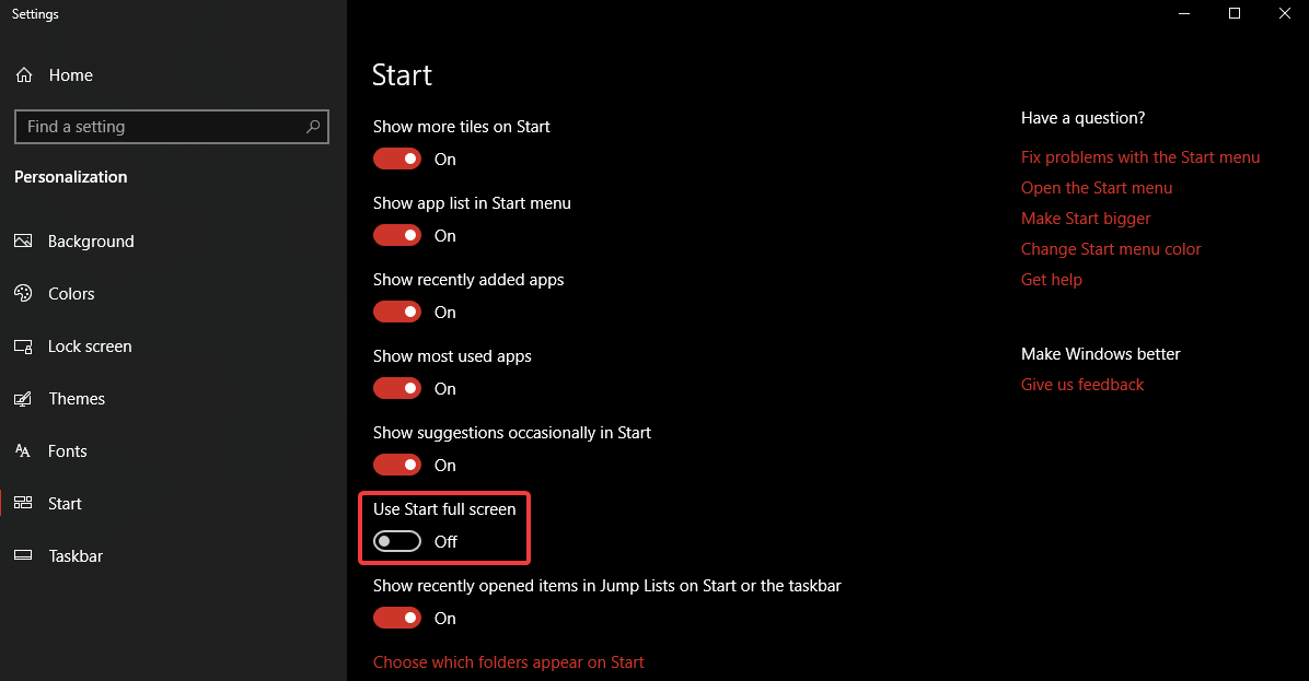 Start setting. Rec Room Screen Mode menu.