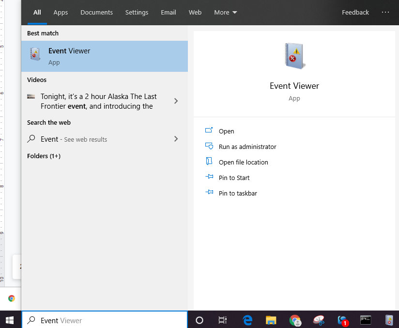 How to use event viewer windows 10