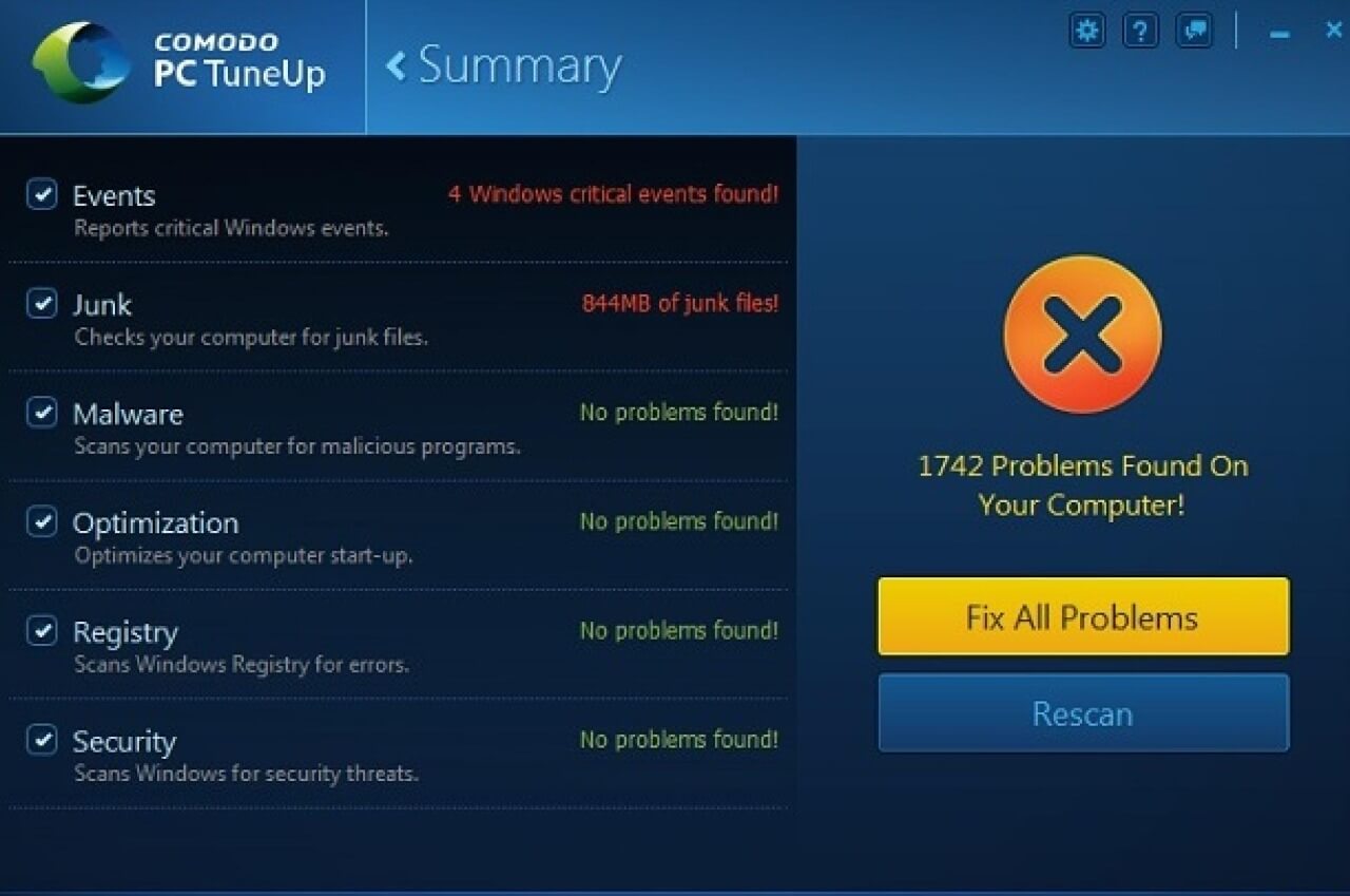 Comodo PC TUNEUP