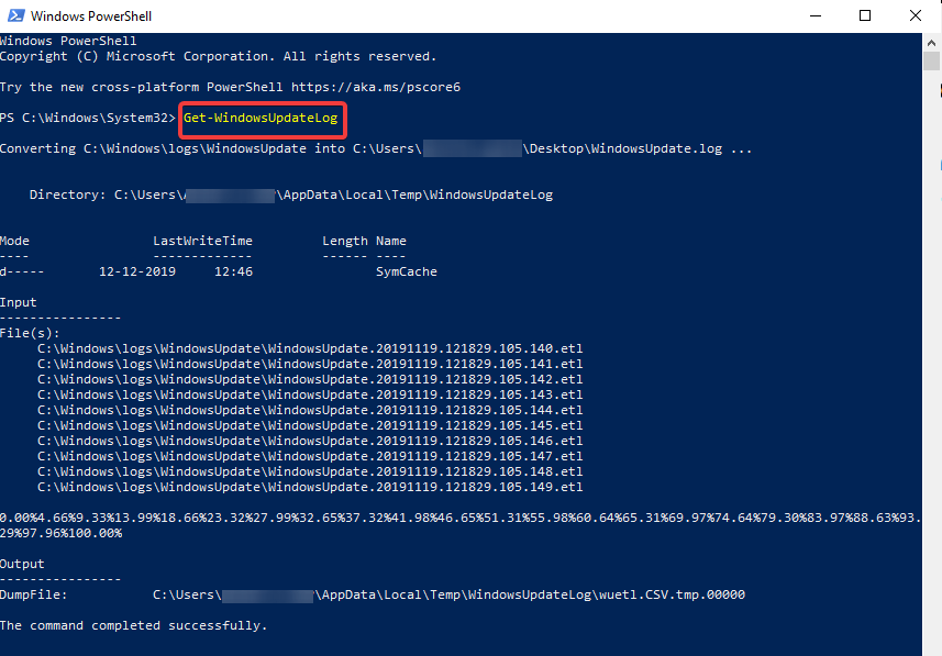 windows 10 update log location