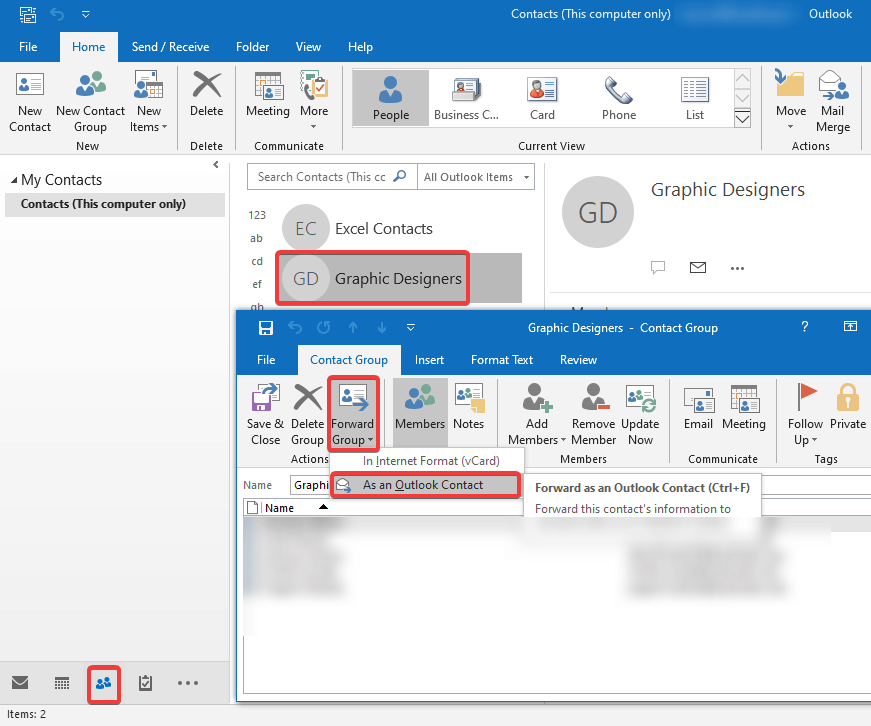how to add email to outlook contacts