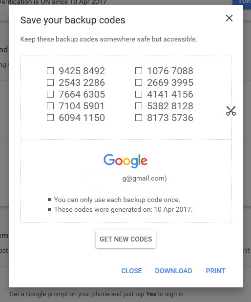 Use Backup Codes While Signing into Gmail